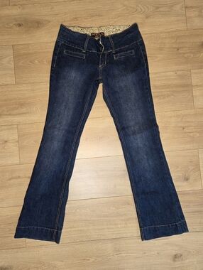 Sizzle Y2K Bootcut Low Rise Jeans Denim Dark Wash Indie Sleaze
